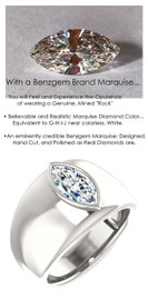 1.59 Benzgem by GuyDesign®, 01.59 Carat Marquise Shape Men's Jewelry Sample, size 11, Tarnish Resistant Silver 6733-2979