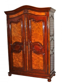 Transitional French - 88 Inch Handcrafted Reproduction Armoire | Wardrobe | TV Cabinet - Antiqued Burl Luxurie Furniture Finish