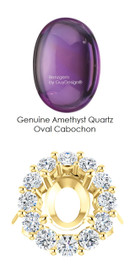 7111DG.168175.81027203 - 11 x 9 - Oval Cabochon Purple Amethyst Quartz - Diana Princess of Wales Ring Style
