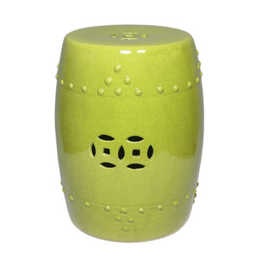 Finely Finished Ceramic Garden Stool - 18 Inch - Polished Lime Finish