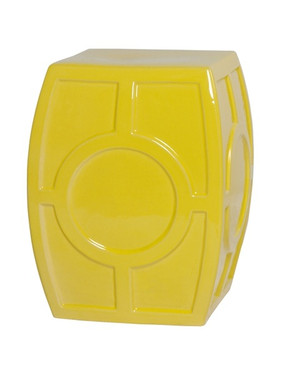 Finely Finished Ceramic Circle Contemporary Garden Stool - 18 Inch - Lemon Yellow Finish