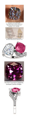 7 Carat and 11 points, Ladies Mined Diamond Semi-Mount Two Stone Wedding Ring, Benzgem by GuyDesign® Lab-Created Corundum Sapphire, and Best Cushion G-H-I-J Color Diamond Simulant .7045