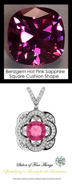 4 Carat Cushion Cut Hot Pink Corundum Sapphire, Lab-Grown GuyDesign® Synthetics, Opulent Platinum Pendant Necklace DG121689.91020000.86121.9