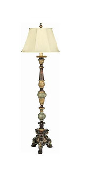 Luxe Life Carved Hardwood - 69 Inch Regency Style Floor Lamp - Rich Woodtone Finish with Gilt Accents