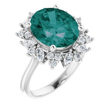 3-A Platinum Diamond Alexandrite Engagement Ring