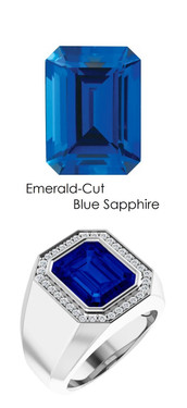 #829 Platinum CanadaMark Conflict Free Diamond 8.3 ct. Emerald-Cut Sapphire Mens Custom Ring