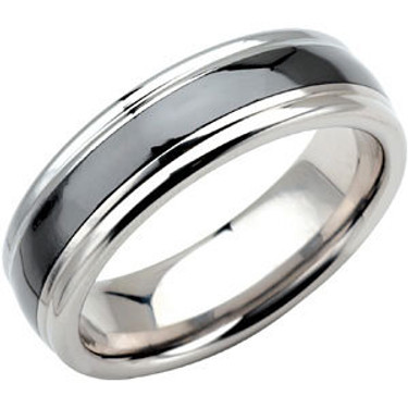 Tungsten Couture and Ceramic Inlay - Men's Wear Resistant 6.3 millimeter Custom Sized Fashion | Wedding Band - Polished Finish