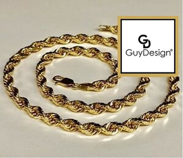 3CI 4-Millimeter Diamond Cut Solid French Rope Chain 16 Inches, 14K Yellow Gold