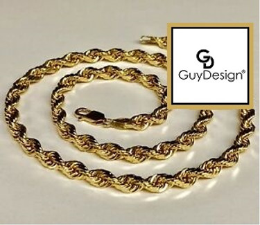 11CI 4-Millimeter Diamond Cut Solid French Rope Chain 24 Inches, 14K Yellow Gold