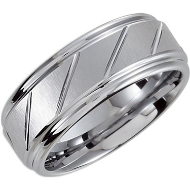 Tungsten Couture - Men's Wear Resistant 8.3 millimeter Custom Sized Fashion | Wedding Band - Polished and Satin Finish 6133 .TS. tar516