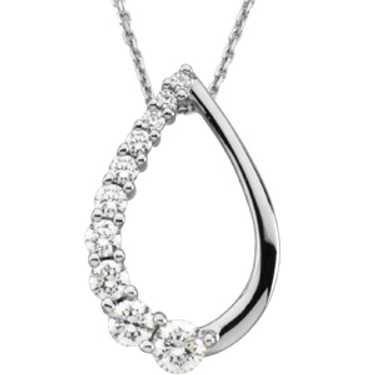10728 Authentic Journey Natural Diamond & 14K White Gold Drop 24 inch Cable Link Necklace