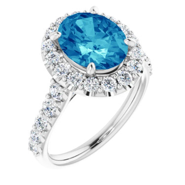 #2021: Lab-Grown Fancy Intense Blue Diamond Ring, 2 carat, 11 points Oval-Cut Diamond #431456, 10792