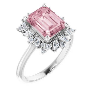 #2021: Lab-Grown Fancy Vivid Pink Diamond Halo Ring, 3 Carat Emerald-Cut Solitaire #469157, 10812