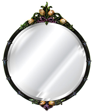 Classic Elements, 34.5" Round Shape Beveled Glass Reproduction Mirror, Custom Finish, 6081