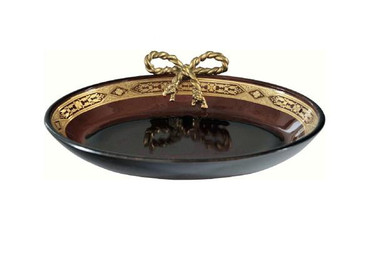Luxe Life Finely Finished Etched Glass and Gilt Bronze Ormolu, 6 Inch Decorative Dish