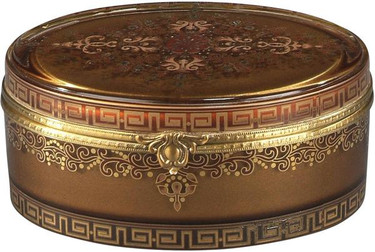 Luxe Life Finely Finished Hand Painted Glass and Gilt Bronze Ormolu, 6 Inch Trinket Box