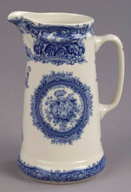 Blue and White Porcelain Transferware Decorative Pitcher | Vase - 5w X 4d X 7t