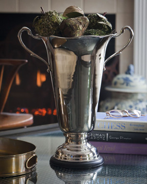 Indian Brass, 16 Inch Trophy Vase, Polished Nickel Finish