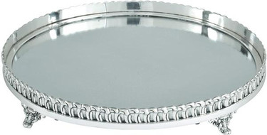 Luxe Life - Solid Brass and Mirror, Display, Vanity Tray, Polished Nickel Finish, Oval Shape 15.5"L X 12.5"W X 2.25"T, 5899