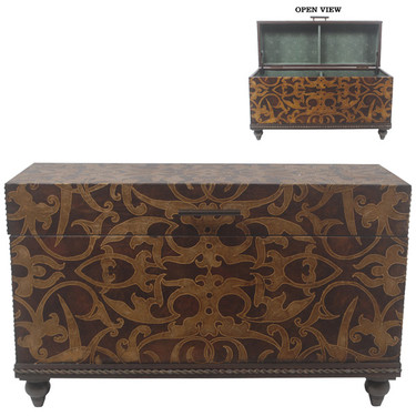 Abstract Scroll Design - 40 Inch Accent | Storage Chest | Table