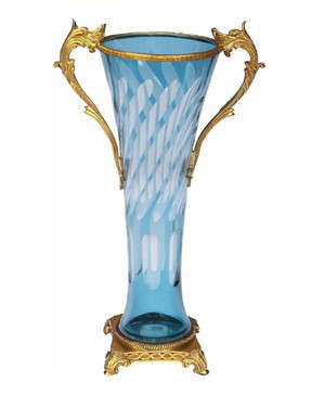 Luxe Life Finely Finished Crystal Glass and Gilt Bronze Ormolu, 12 Inch Bud Vase 5691 ME - Tabletop Bud Vase