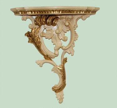 Classic Elements, Rococo Louis XV, 16t x 14.5w x 5.5d Serpentine Left Facing Shelf Wall Bracket Sconce, Custom Finish