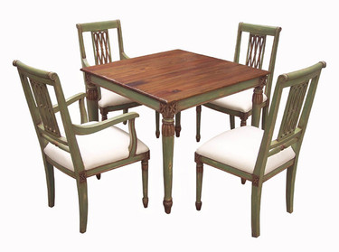 Custom Decorator - Hardwood Hand Carved Reproduction - Classic Dining | Breakfast 40 Inch Square Table - Light Carved