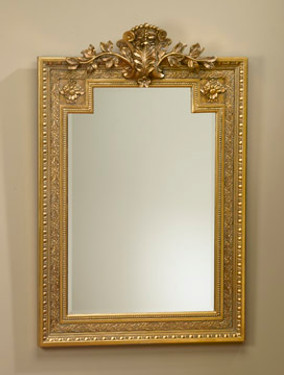 Acanthus and Rosette 46" Rectangular Bevel European Style Mirror - Parcel Gilt Finish, 5112