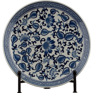 Blue and White Decorative Porcelain Plate - 16 Inch Diameter 7009 AOL