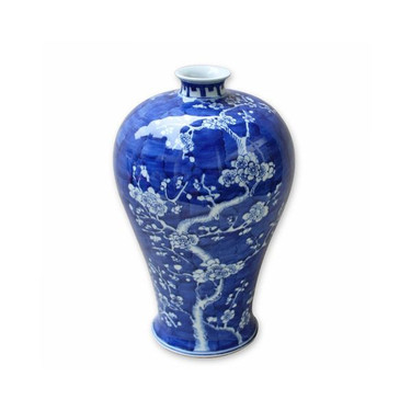 Blue and White Decorative Porcelain Vase - 13 Inches Tall