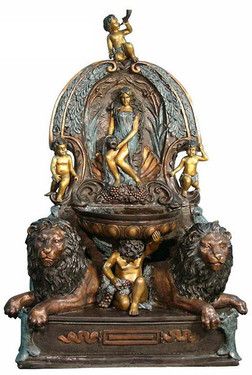 Lost Wax Cast Bronze - 83 Inch Courtyard | Entry Fountain - Polychrome Patina