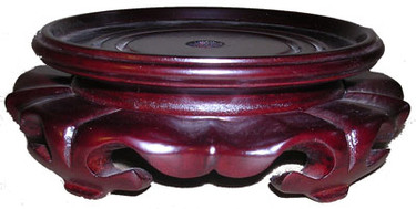 Fancy Low Profile Carved Wood Lotus Stand for Porcelain, 07.5 Inch Seat