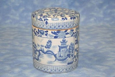 Blue and White Pagoda - Luxury Handmade Reproduction Chinese Porcelain - 6 inch Decorative Container - Style 29