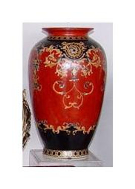 Imperial Red and Ebony Black - Luxury Handmade Reproduction Chinese Porcelain - 12 Inch Tabletop Vase | Jardiniere - Style 807