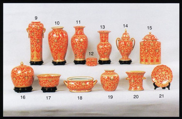 French Red and Gold Lotus Scroll - Luxury Chinese Porcelain Pattern - 6bA small grouping of LCP Styles - I of I