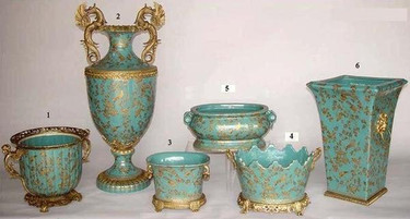 Teal Blue and Gold Pagoda - Luxury Chinese Porcelain Pattern