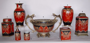 Imperial Red and Ebony Black - Luxury Chinese Porcelain Pattern - IA small grouping of LCP Styles - I of many