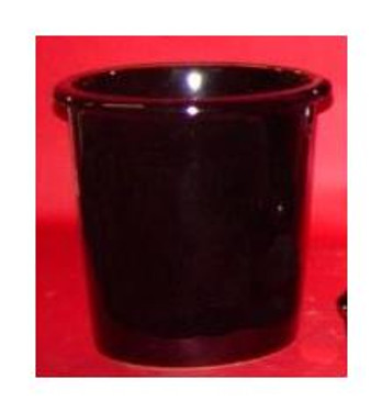 Ebony Black Glaze Decorator Solid, Luxury Handmade Chinese Porcelain, 10 Inch Wastebasket Style 922