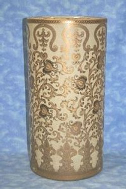 Ivory and Gold Lotus Scroll Arabesque, Luxury Handmade Reproduction Chinese Porcelain, Customizable 18 Inch Umbrella Storage Vase, Style 61