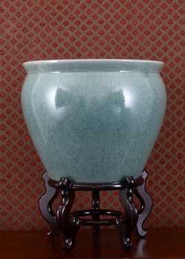 Celadon Decorator Crackle - Luxury Handmade Chinese Porcelain - 16 Inch Fish Bowl | Fishbowl | Planter | Table Base - Style 35