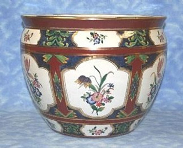 Flowers - Luxury Hand Painted Porcelain - 14 Inch Fish Bowl | Fishbowl Planter