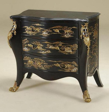 Hand Painted and Gilt Bronze Ormolu - 37 Inch Accent | Entry - Chinoiserie Design