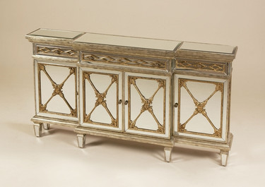 Mirrored Prince of Wales - 65 inch Breakfront Chest - Silver Finish