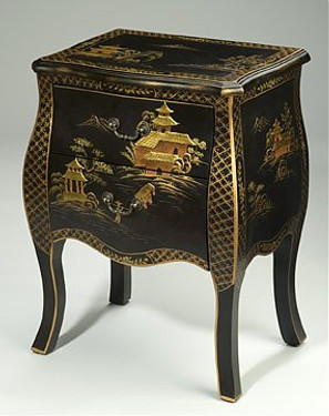 Hand Painted - 28.5 Inch Accent Chest | Bedside - Chinoiserie Design