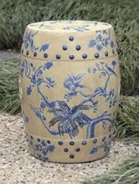 Garden Stool - Blue Floral Scene