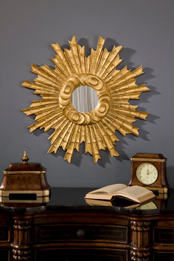 Classic Elements 25" Round Sunburst Shape Reproduction Mirror, Custom Finish, 2033