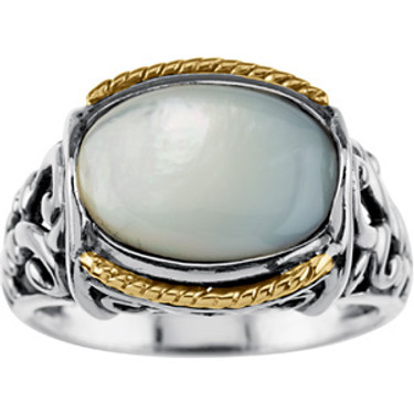 Supreme Sterling Silver 925 | Mother of Pearl, Gold Doorknocker Ring