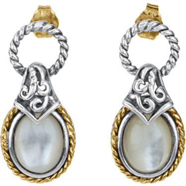 Supreme Sterling Silver 925 | Mother of Pearl, Gold Doorknocker Earrings