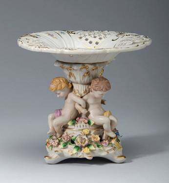 A Meissen Style Tabletop, 8t X 9w X 9d Porcelain Pedestal Bowl | Compotier