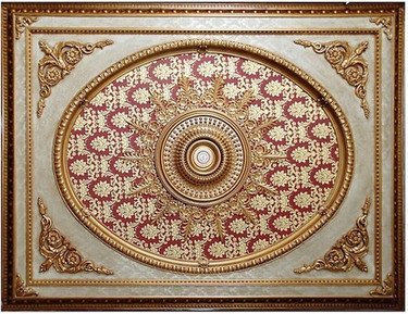 Architectural Accents - Burgundy & Gilt Brocade 1270, Rectangular Decorative Ceiling Medallion - 94”L X 70.5”w X 3” thick